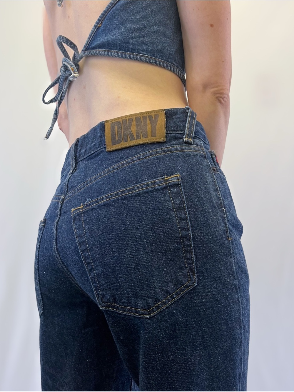 Vintage 1990s DKNY Dark Wash Mid Rise, Straight Leg Jeans